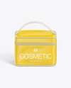 Glossy Cosmetic Bag Mockup - Front View (High-Angle Shot)