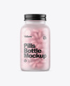 Frosted Glass Bottle With Pills Mockup