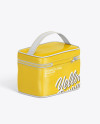 Glossy Cosmetic Bag Mockup - Back Half Side View