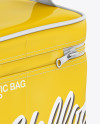 Glossy Cosmetic Bag Mockup - Back Half Side View