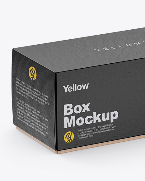 Textured Paper Box Mockup - Half Side View (High Angle Shot)