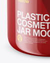 Glossy Plastic Cosmetic Jar Mockup Front View (High Angle Shot)