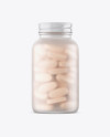 Frosted Glass Bottle With Pills Mockup