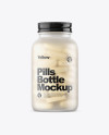 Frosted Glass Bottle With Pills Mockup