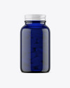 Dark Blue Glass Bottle With Pills Mockup