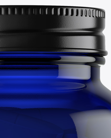 Dark Blue Glass Bottle With Pills Mockup