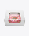 Box W/ Donut Mockup - Front View (High Angle Shot)