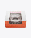 Box W/ Donut Mockup - Front View (High Angle Shot)