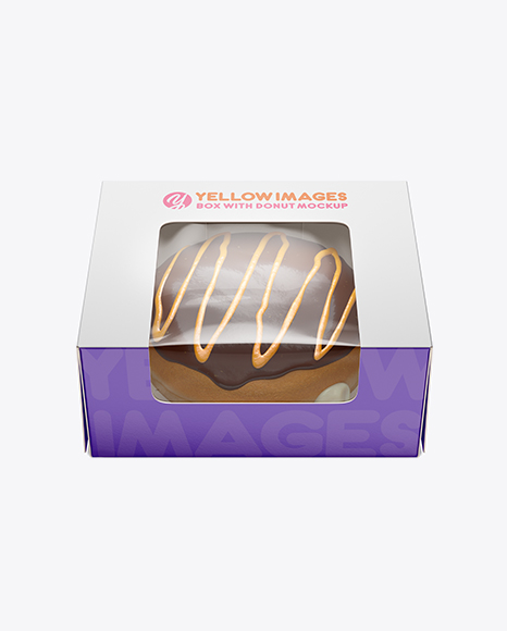 Box W/ Donut Mockup - Front View (High Angle Shot)