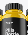 Three Glossy Pills Bottles Mockup - Front View (Hero Shot)