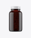 Dark Amber Glass Bottle With Pills Mockup