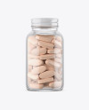 Clear Glass Bottle With Pills Mockup