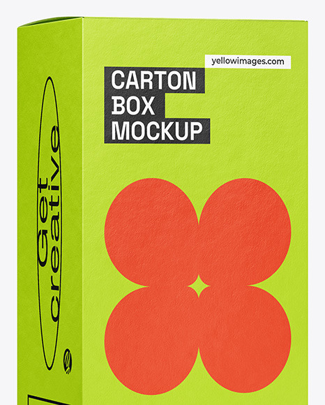 Carton Box Mockup - Half Side View