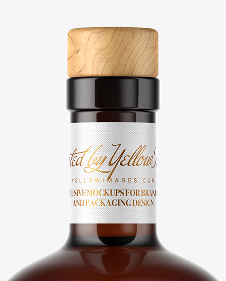 Amber Glass Bottle with Wooden Cap & Wax Mockup