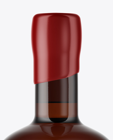 Amber Glass Bottle with Wooden Cap &amp; Wax Mockup