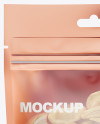 Glossy Transparent Stand-Up Pouch W/ Cashew Nuts Mockup - Front View