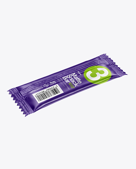 Matte Snack Bar Mockup - Back Half Side View (High-Angle Shot)