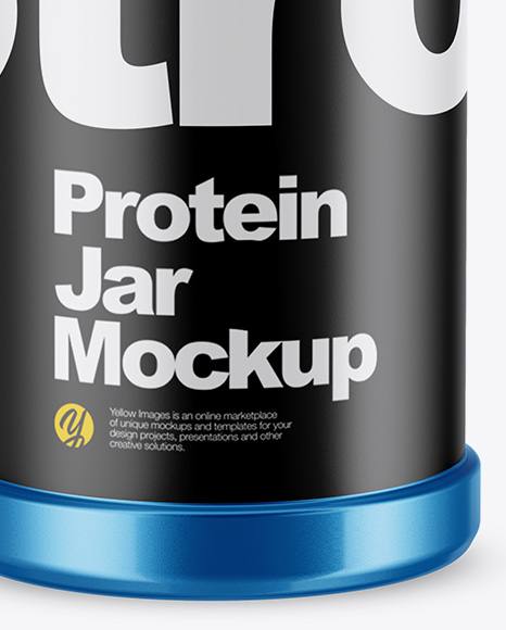 Metallic Protein Jar Mockup - High-Angle Shot Metallic Protein Jar Mockup - High-Angle Shot