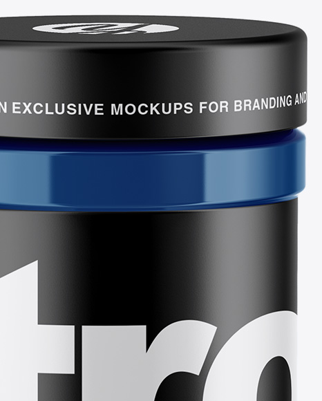 Glossy Protein Jar Mockup - High-Angle Shot