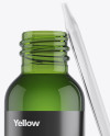 Opened Green Glass Dropper Bottle Mockup