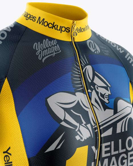 Women's Full-Zip Cycling Jersey Mockup - Half Side View