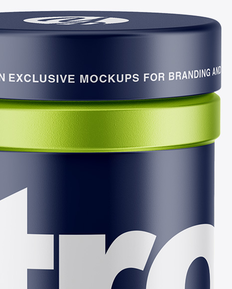 Matte Metallic Protein Jar Mockup - High-Angle Shot Matte Metallic Protein Jar Mockup - High-Angle Shot