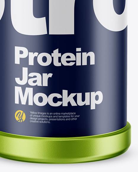 Matte Metallic Protein Jar Mockup - High-Angle Shot Matte Metallic Protein Jar Mockup - High-Angle Shot
