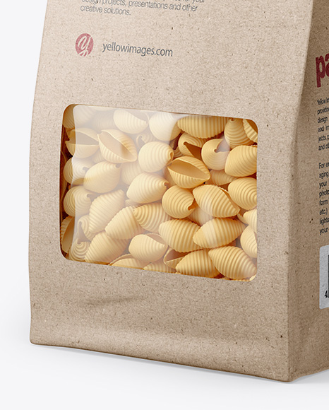 Kraft Bag with Conchiglie Pasta Mockup - Half Side View