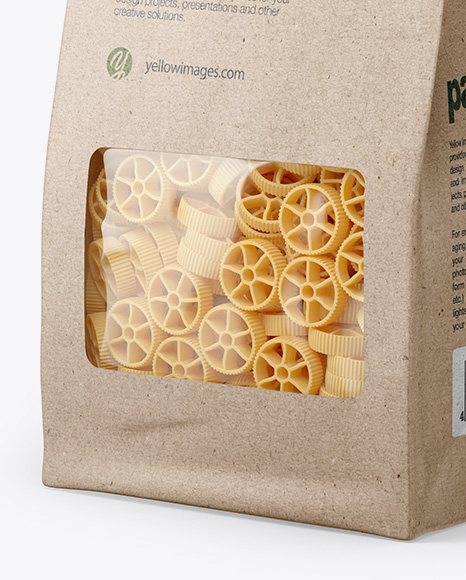 Kraft Bag with Ruote Pasta Mockup - Half Side View