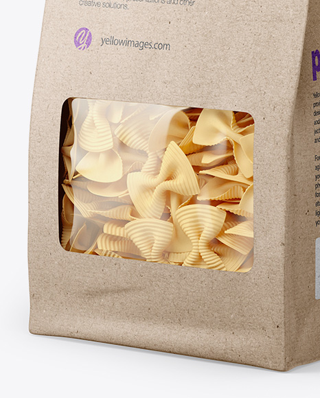 Kraft Bag with Fiocchi Rigati Pasta Mockup - Half Side View - Free