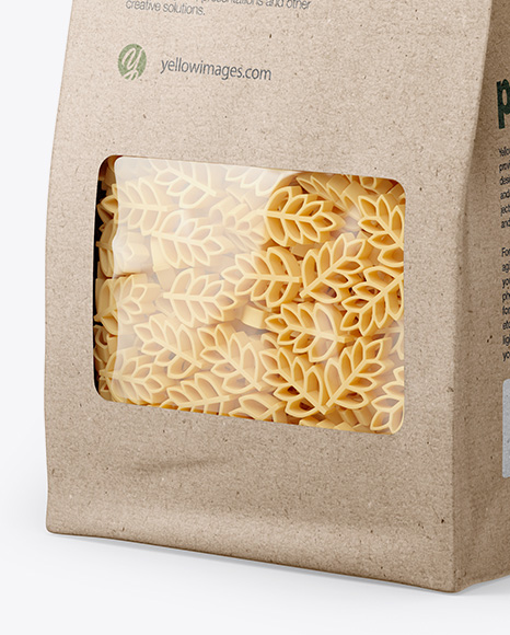 Kraft Bag with Spighe Pasta Mockup - Half Side View - Free Download