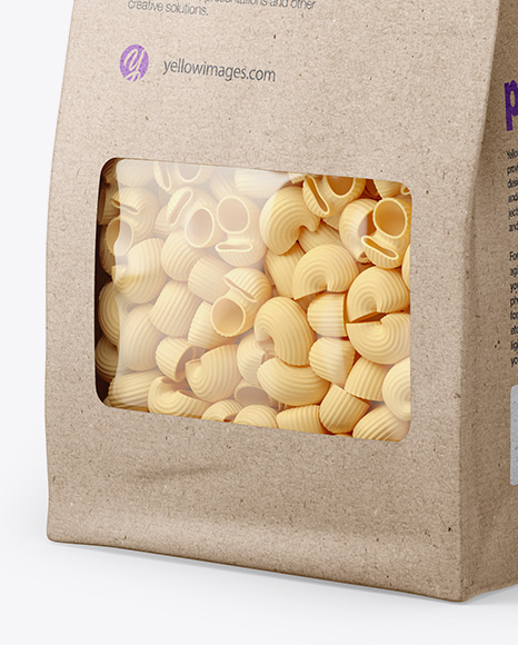 Kraft Bag with Pipe Doppia Pasta Mockup - Half Side View - Free