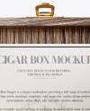 Opened Wooden Cigar Box Mockup - Front View (High Angle Shot)