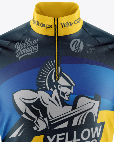 Men's Cycling Jersey With Long Sleeve Mockup - Front View