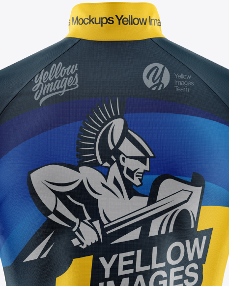 Men's Cycling Jersey With Long Sleeve Mockup - Back View