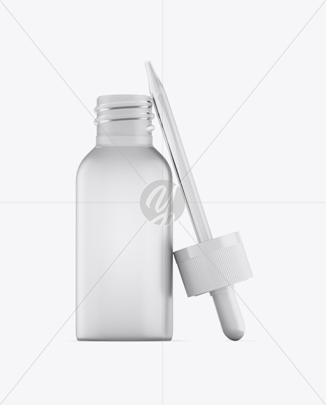 Opened Frosted Glass Dropper Bottle Mockup