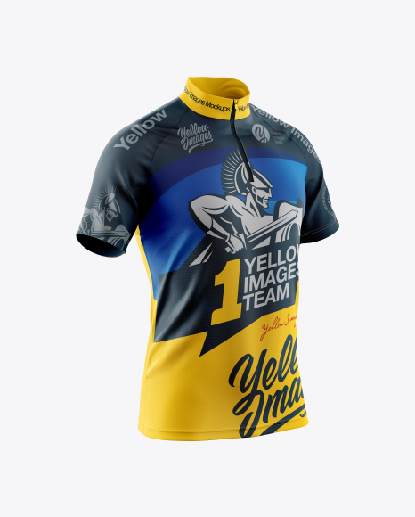 Men&#039;s Cycling Jersey Mockup - Half Side View