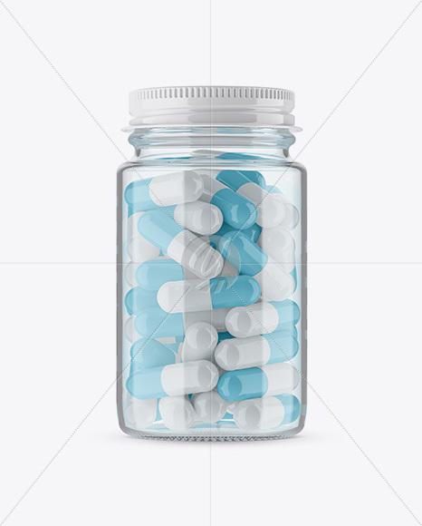 Clear Glass Pills Bottle Mockup