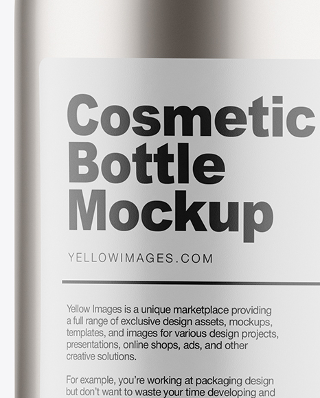 Metallic Cosmetic Bottle w/ Transparent Cap Mockup