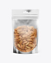 Glossy Transparent Stand-Up Pouch W/ Almond Nuts Mockup - Front View