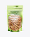 Glossy Transparent Stand-Up Pouch W/ Almond Nuts Mockup - Front View