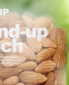 Glossy Transparent Stand-Up Pouch W/ Almond Nuts Mockup - Front View