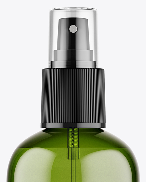 Green Plastic Cosmetic Bottle w/ Transparent Cap Mockup