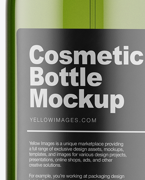 Green Plastic Cosmetic Bottle w/ Transparent Cap Mockup