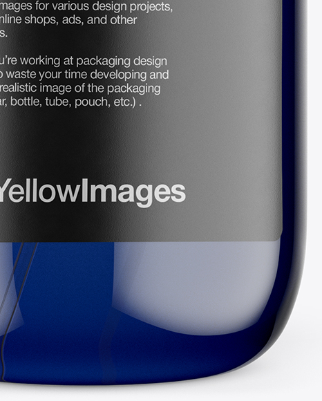 Blue Plastic Cosmetic Bottle w/ Transparent Cap Mockup