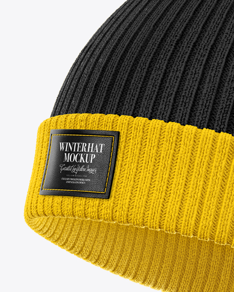 Winter Hat Mockup - Half Side View