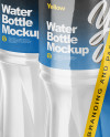 Transparent Shrink Pack with 6 Plastic Bottles Mockup - Half Side View