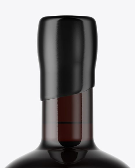 Dark Amber Glass Bottle with Wooden Cap & Wax Mockup