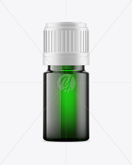 Green Glass Oil Bottle Mockup