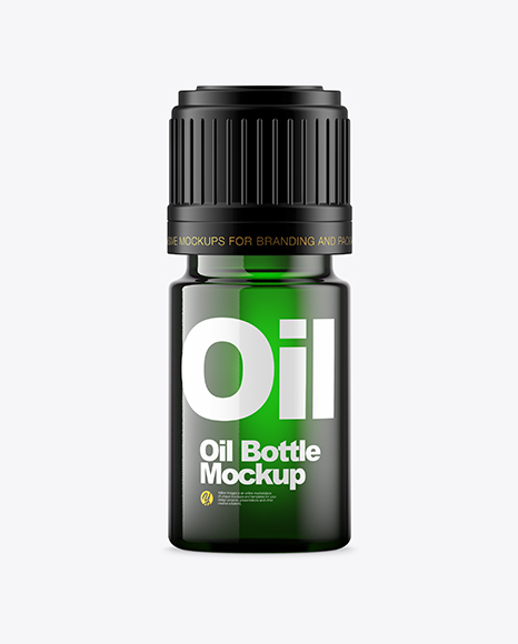 Green Glass Oil Bottle Mockup